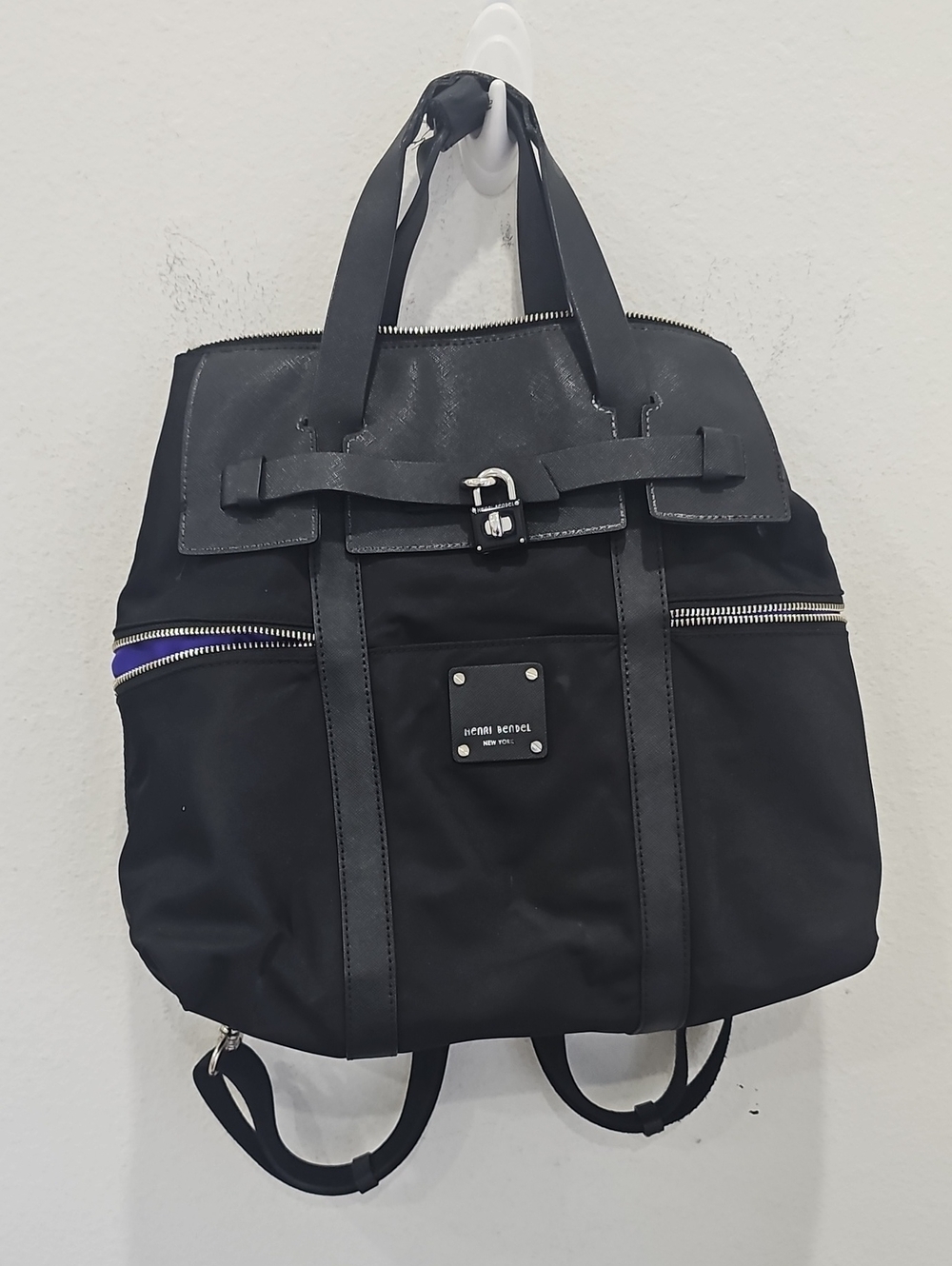 Henri Bendel Jetsetter convertible backpack featuring silver-tone hardware Black